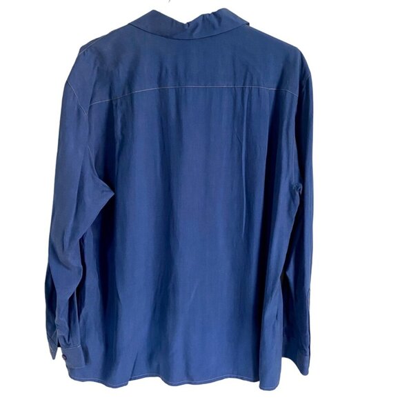 Alex New York Silk Blue Long Sleeve Button Up Shirt Women's Size 16 - Picture 5 of 8